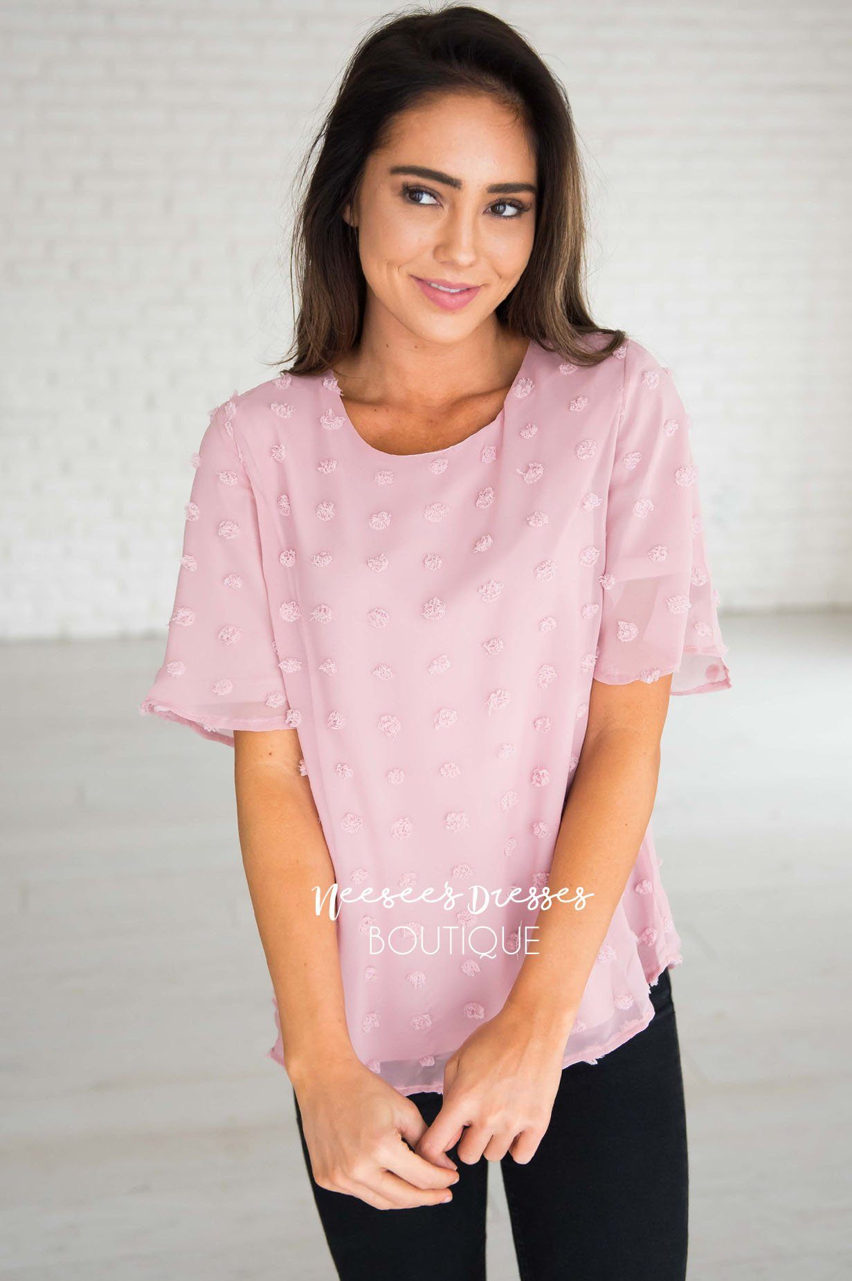 Stunning Swiss Dot Blouse Tops vendor-unknown 