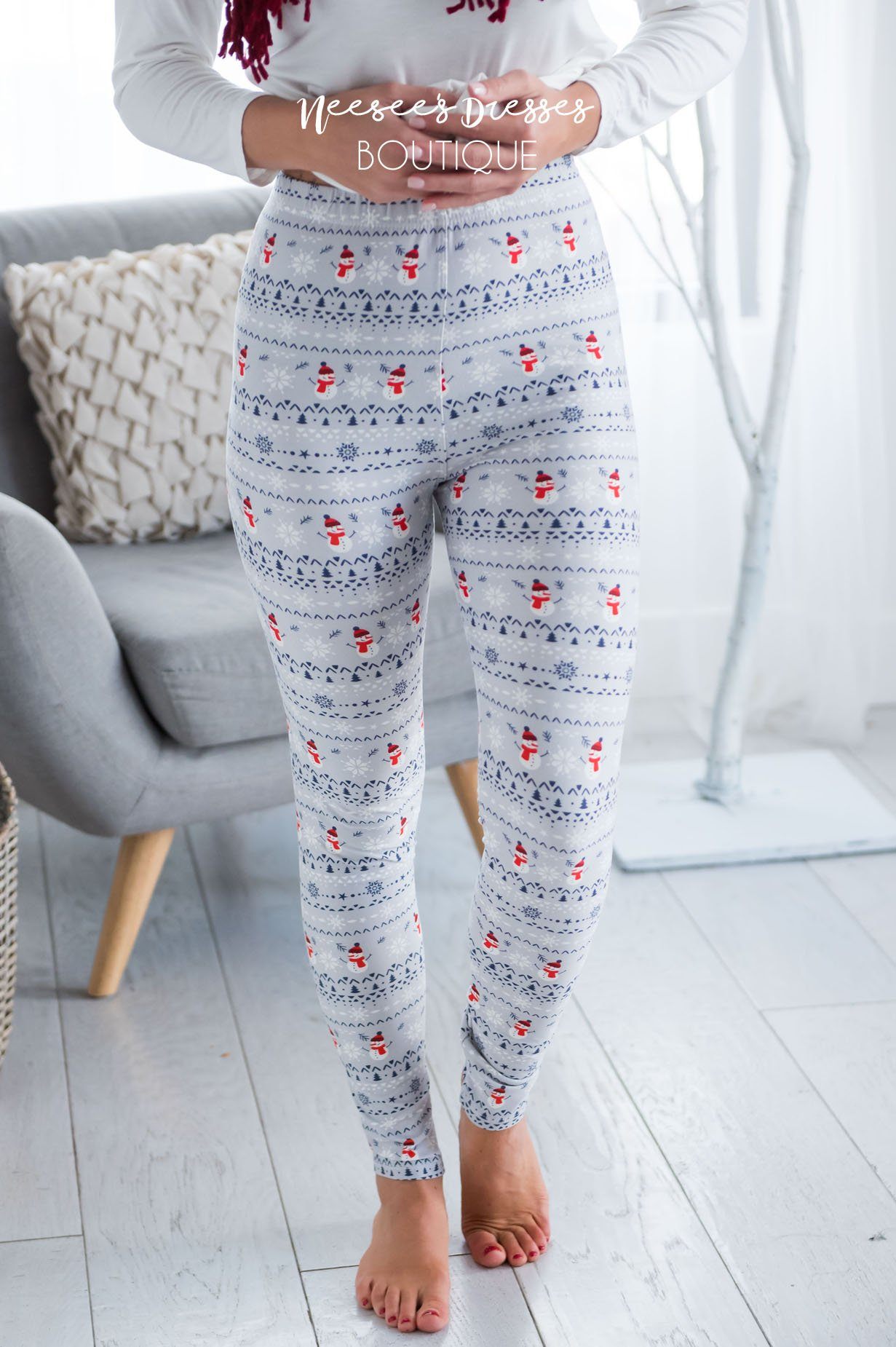 Mini Snowmen & Snowflakes Christmas Leggings Accessories & Shoes vendor-unknown 
