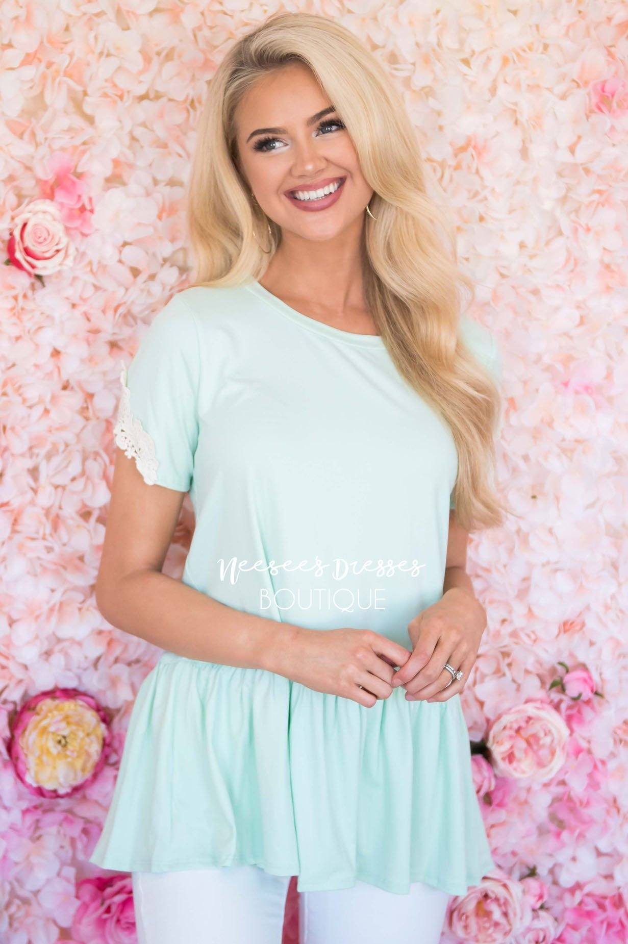 Be Bold Crochet Sleeve Top Modest Dresses vendor-unknown 