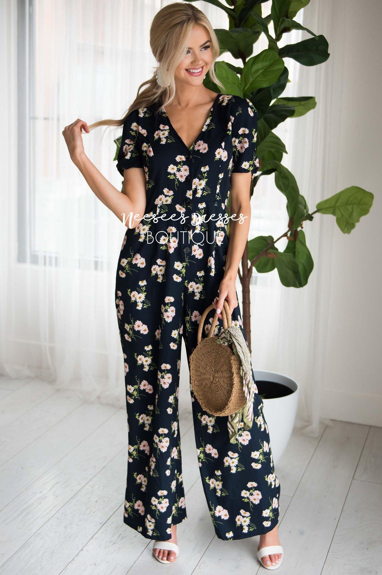 The Kalley Floral Jumpsuit Modest Dresses vendor-unknown 