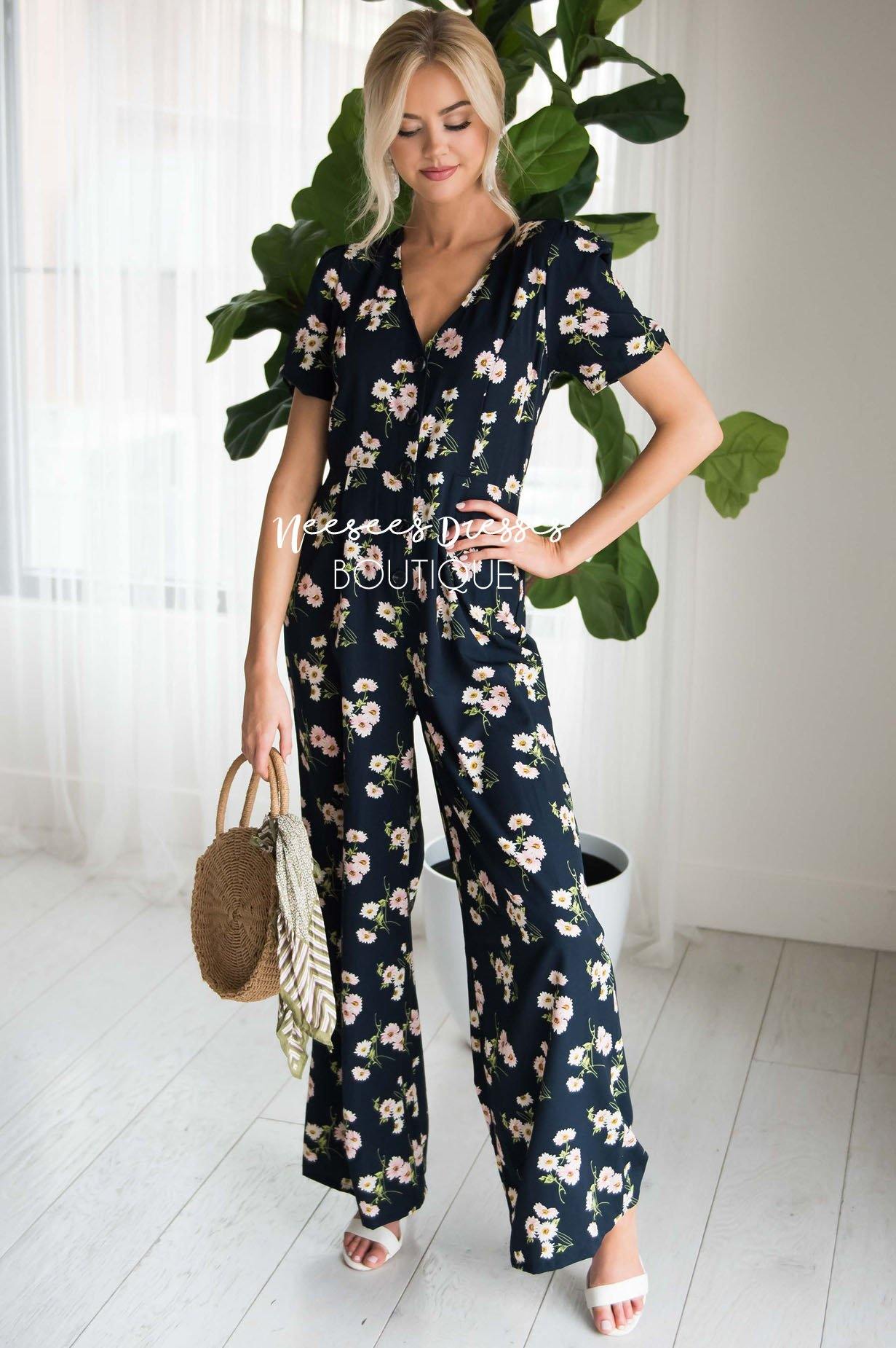 The Kalley Floral Jumpsuit Modest Dresses vendor-unknown 