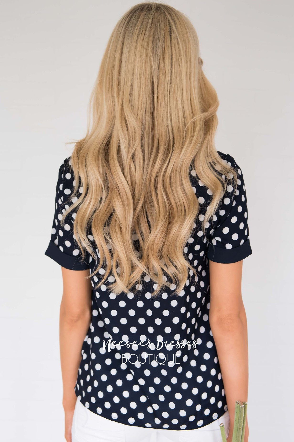 Little By Little Polka Dot Blouse Modest Dresses vendor-unknown 