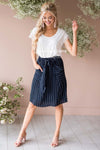 Pretty In Love Pinstripe Skirt Modest Dresses vendor-unknown