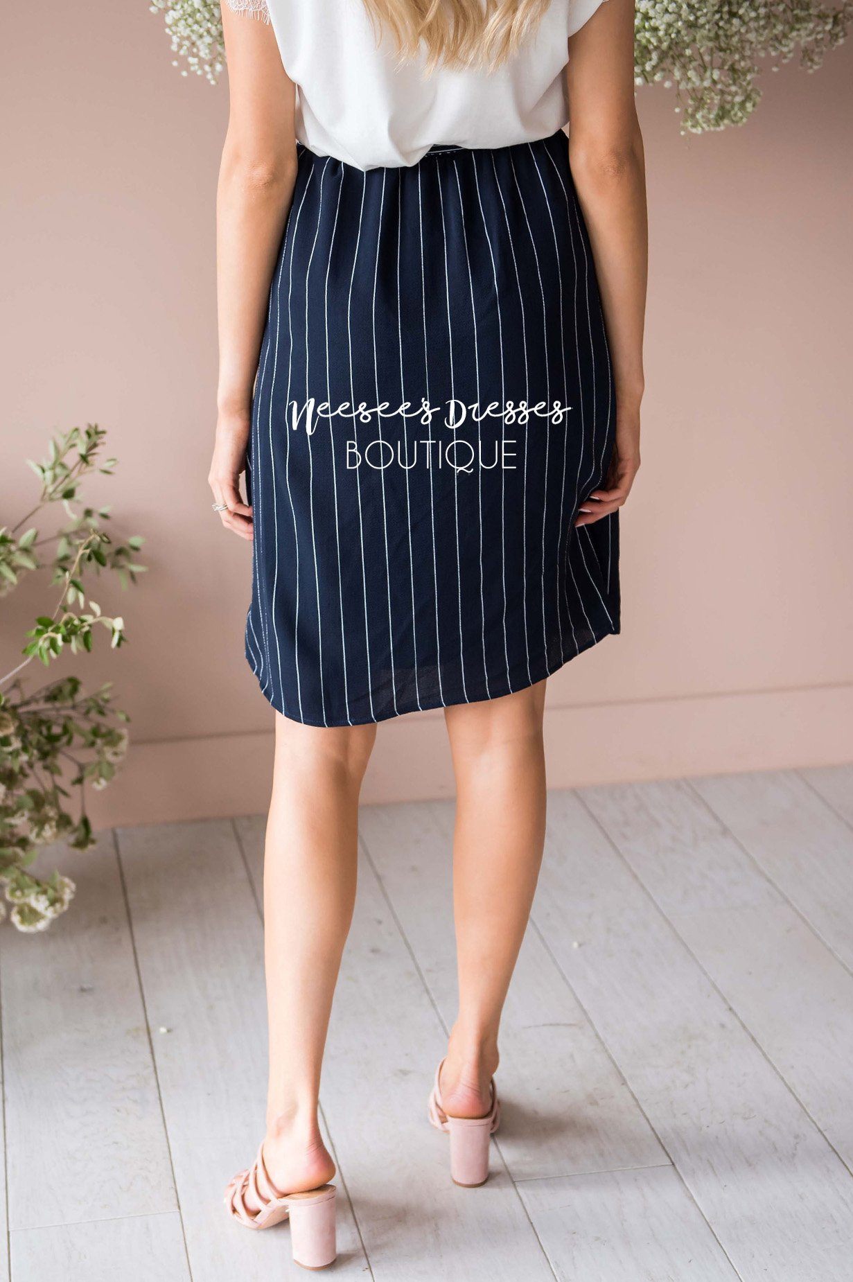 Pretty In Love Pinstripe Skirt Modest Dresses vendor-unknown 
