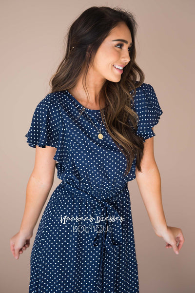 The Kynlei Polka Dotted Dress Modest Dresses vendor-unknown