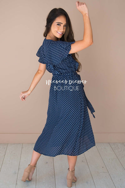 The Kynlei Polka Dotted Dress Modest Dresses vendor-unknown