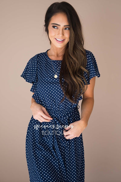 The Kynlei Polka Dotted Dress Modest Dresses vendor-unknown