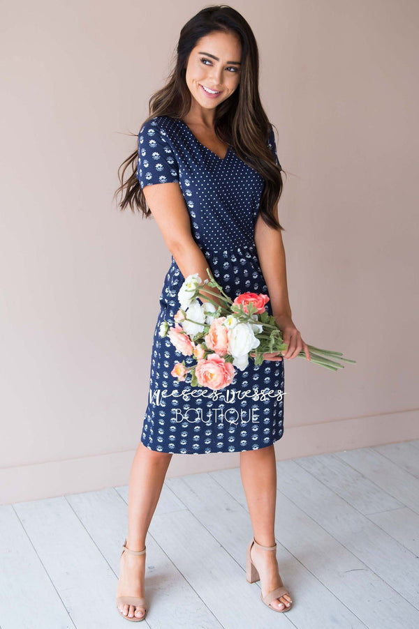 Navy Mixed Floral Modest Dress | Best and Affordable Modest Boutique ...