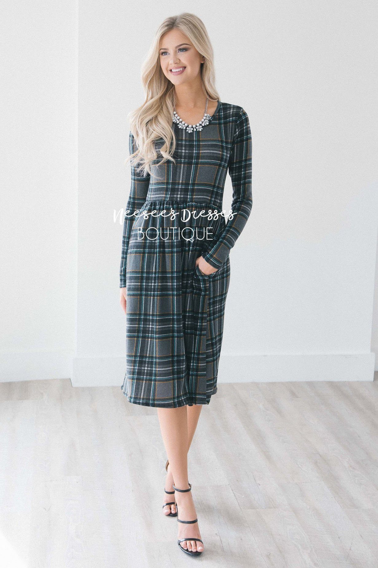 The Nellie Plaid Dress Modest Dresses vendor-unknown 
