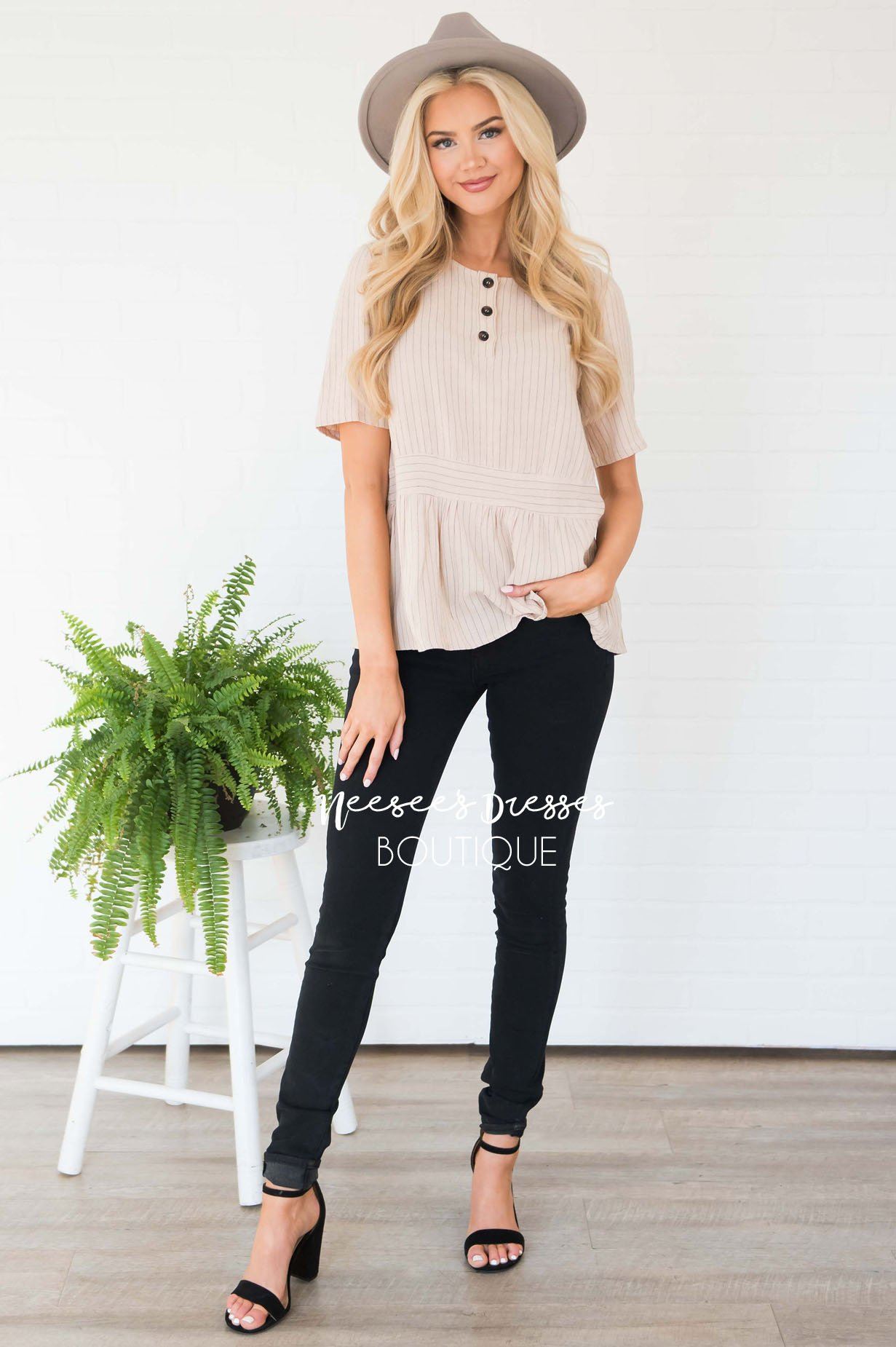 Free To Fly Peplum Stripe Top Tops vendor-unknown 