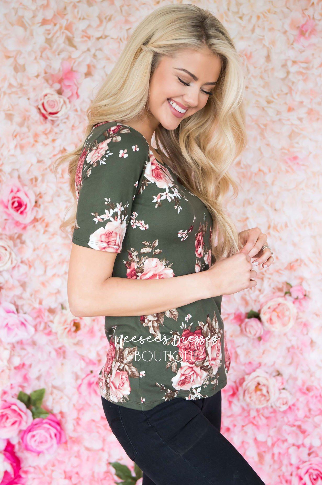 Make It Sweet Floral Scoop Neck Top Tops vendor-unknown 