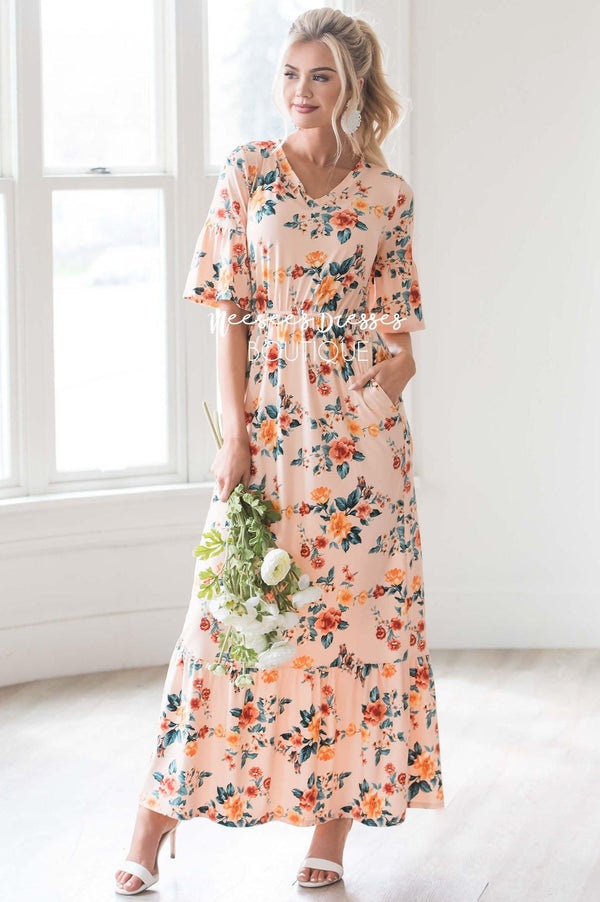 Peach Ruffle Hem Modest Dress | Best Place To Buy Modest Dresses ...