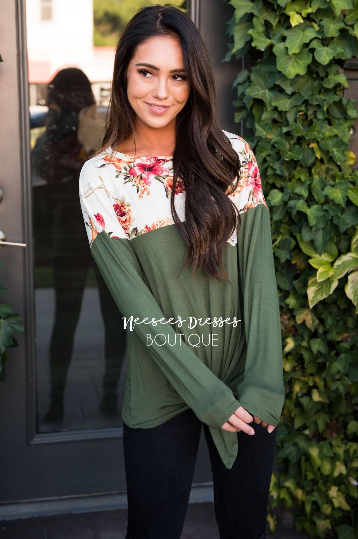 Picture Perfect Front Tie Top Modest Dresses vendor-unknown 