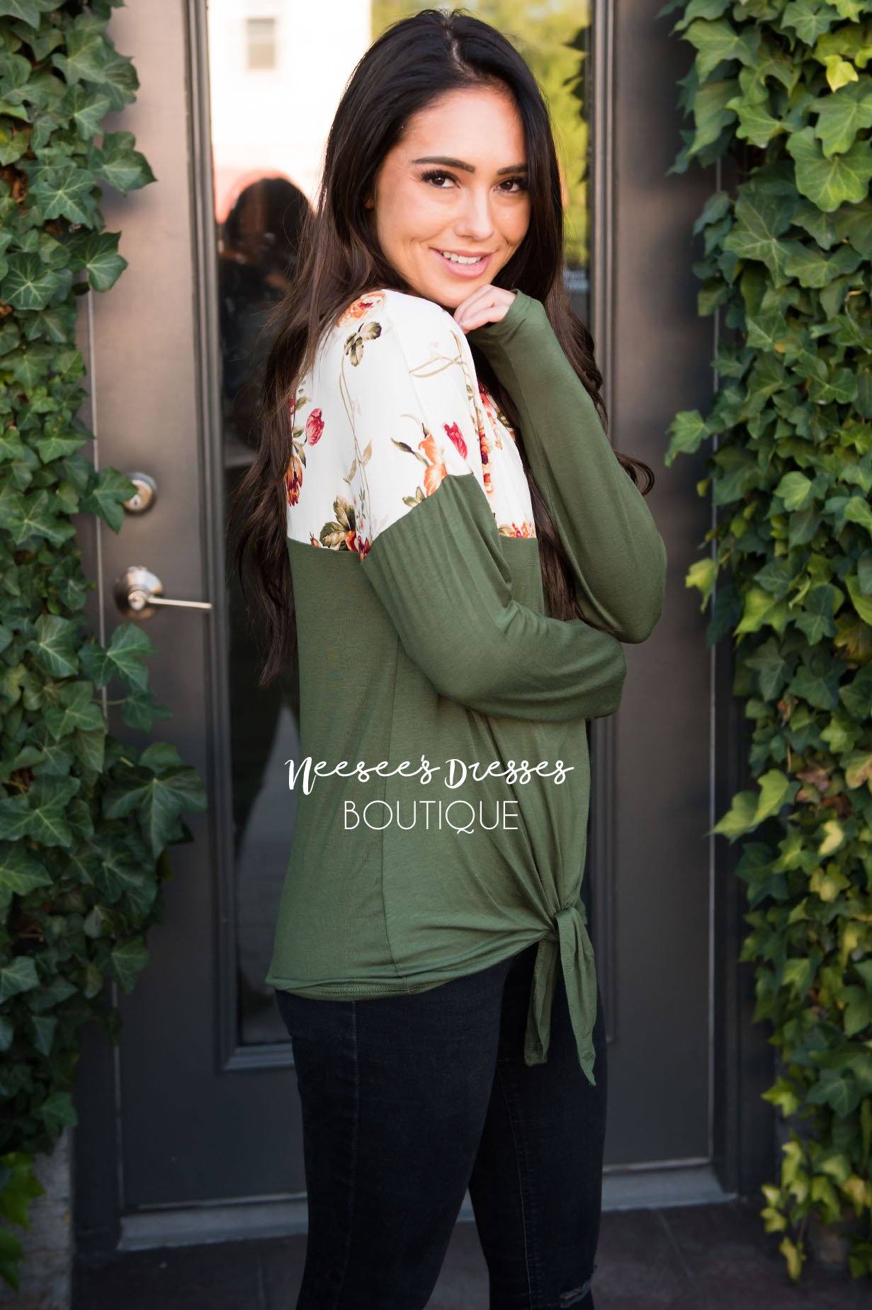 Picture Perfect Front Tie Top Modest Dresses vendor-unknown 