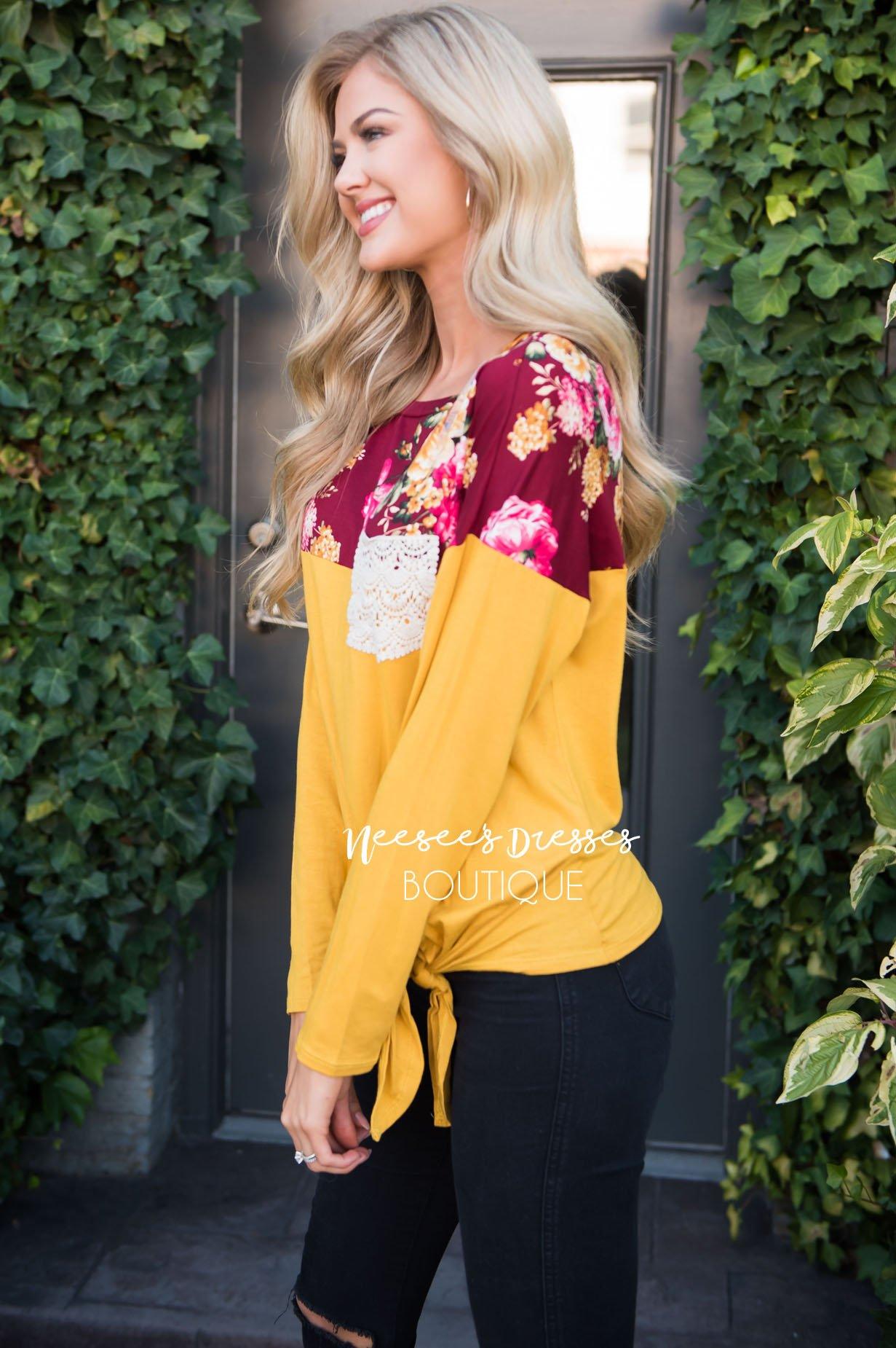 Picture Perfect Front Tie Top Modest Dresses vendor-unknown 