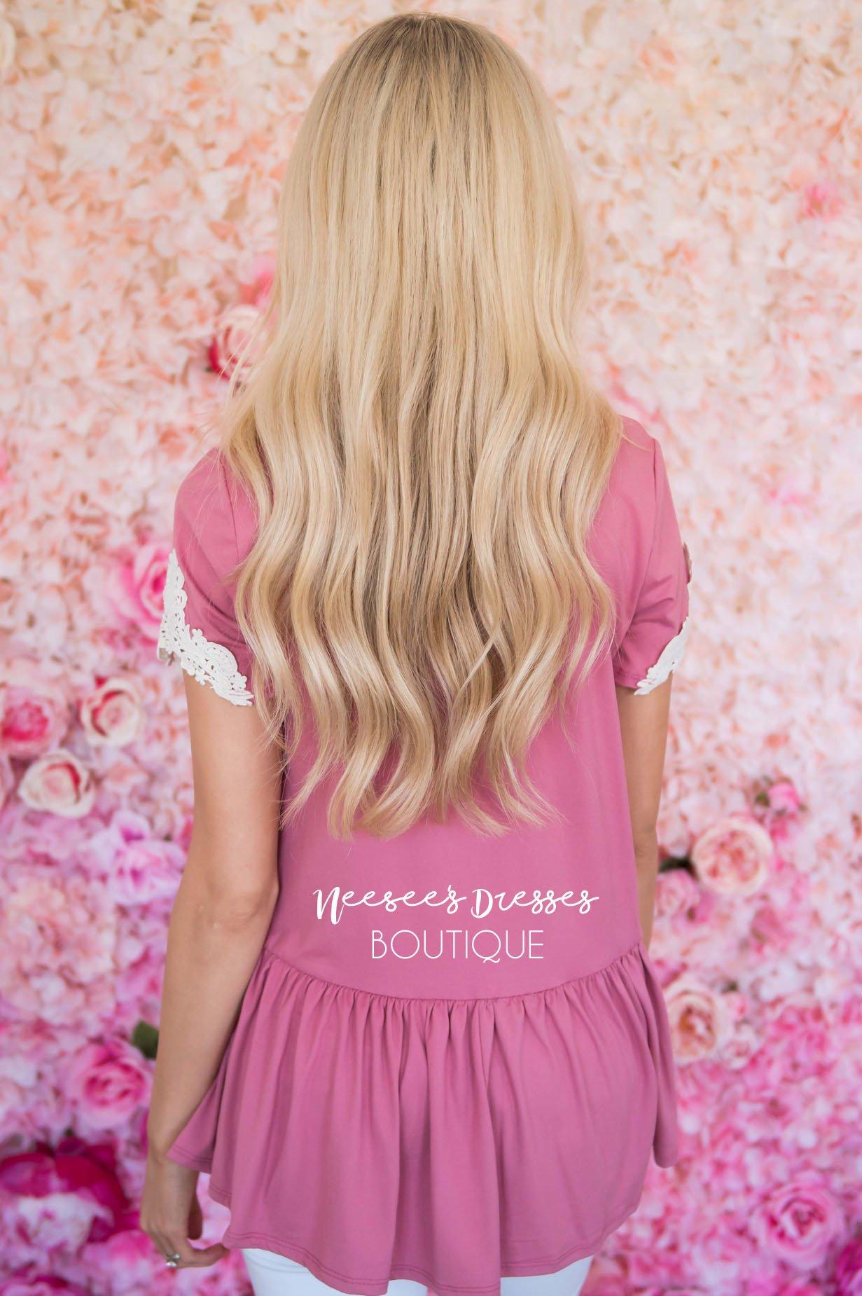 Be Bold Crochet Sleeve Top Modest Dresses vendor-unknown 