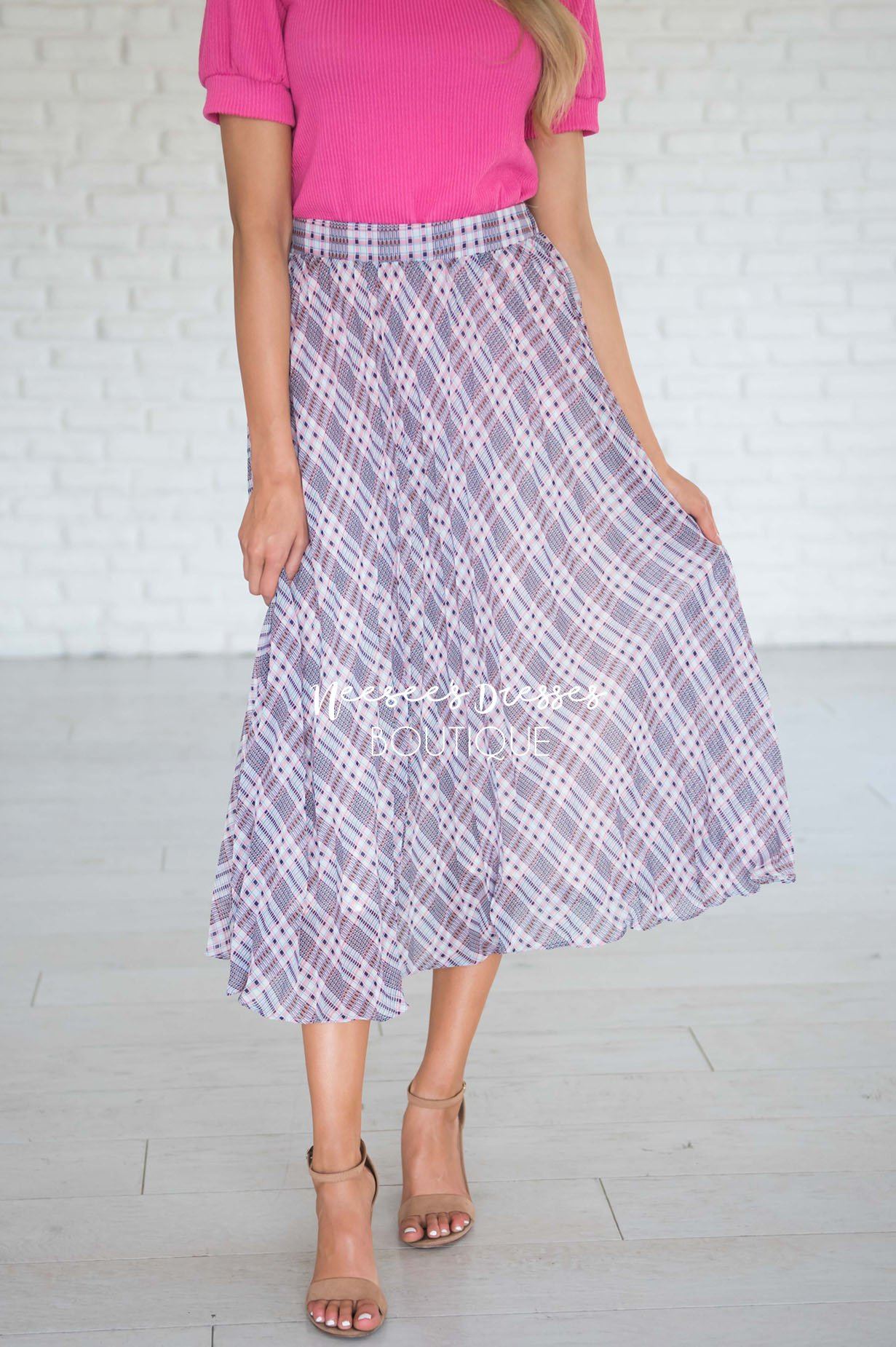 Weekend Wishes Pleated Skirt Modest Dresses vendor-unknown 