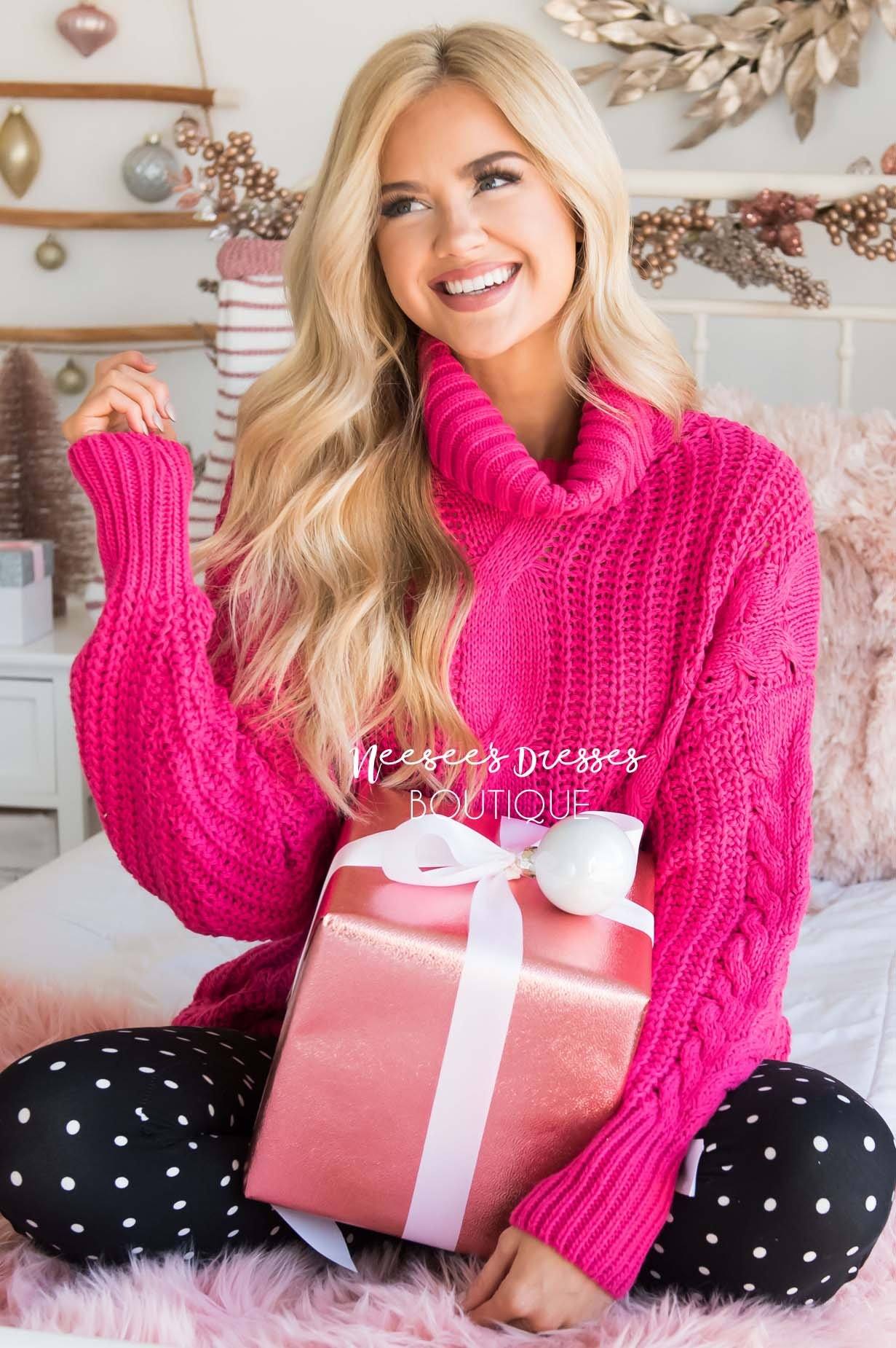 Blessed Heart Cable Knit Sweater Modest Dresses vendor-unknown 