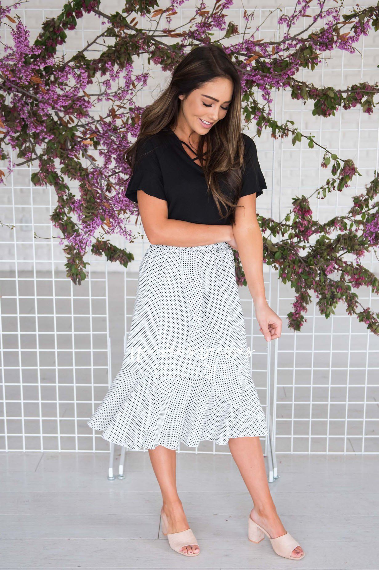 Just A Dreamer Ruffle Front Skirt Modest Dresses vendor-unknown 