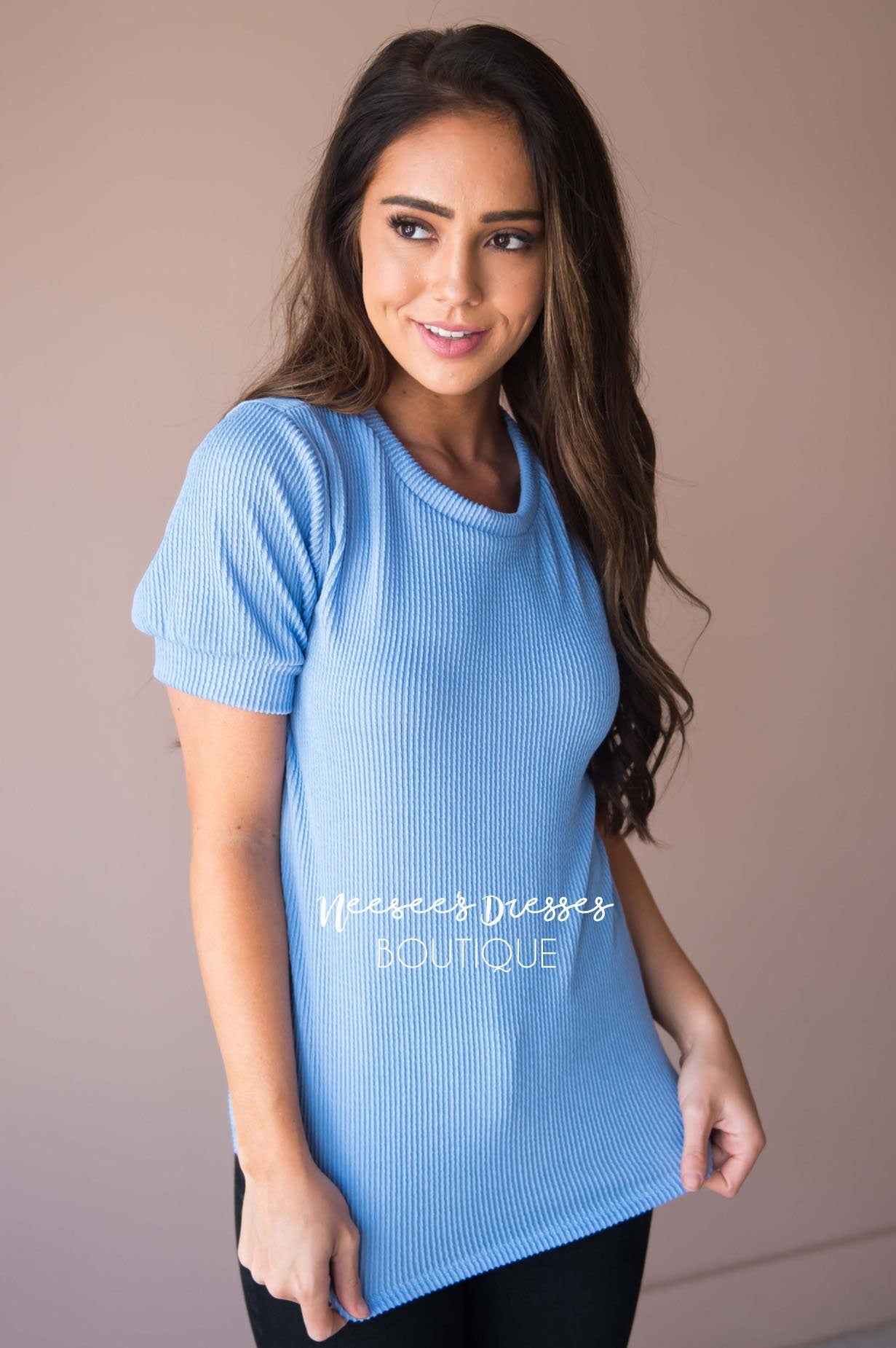 Clear Your Schedule Puff Sleeve Top Modest Dresses vendor-unknown 