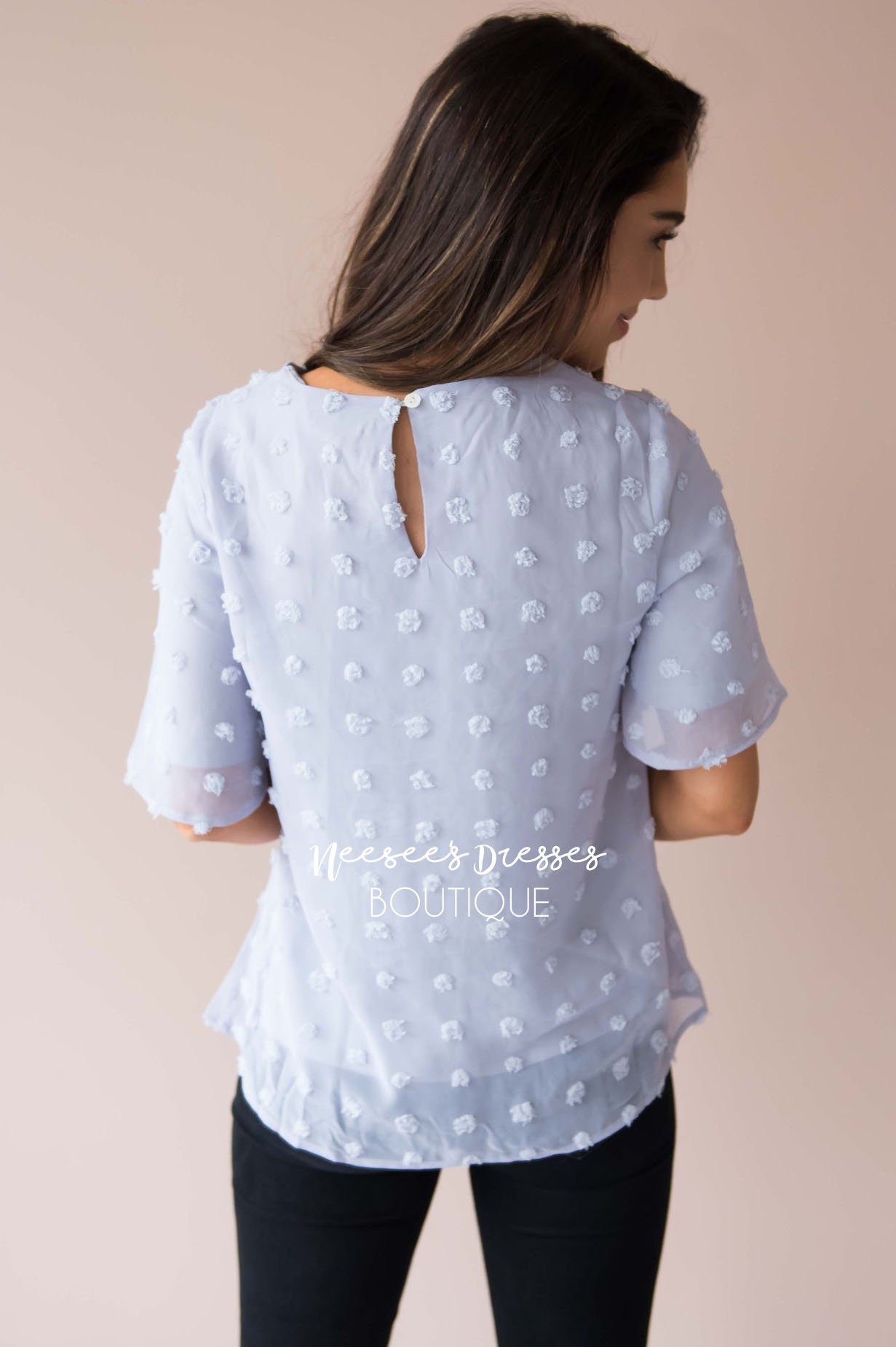 Stunning Swiss Dot Blouse Tops vendor-unknown 