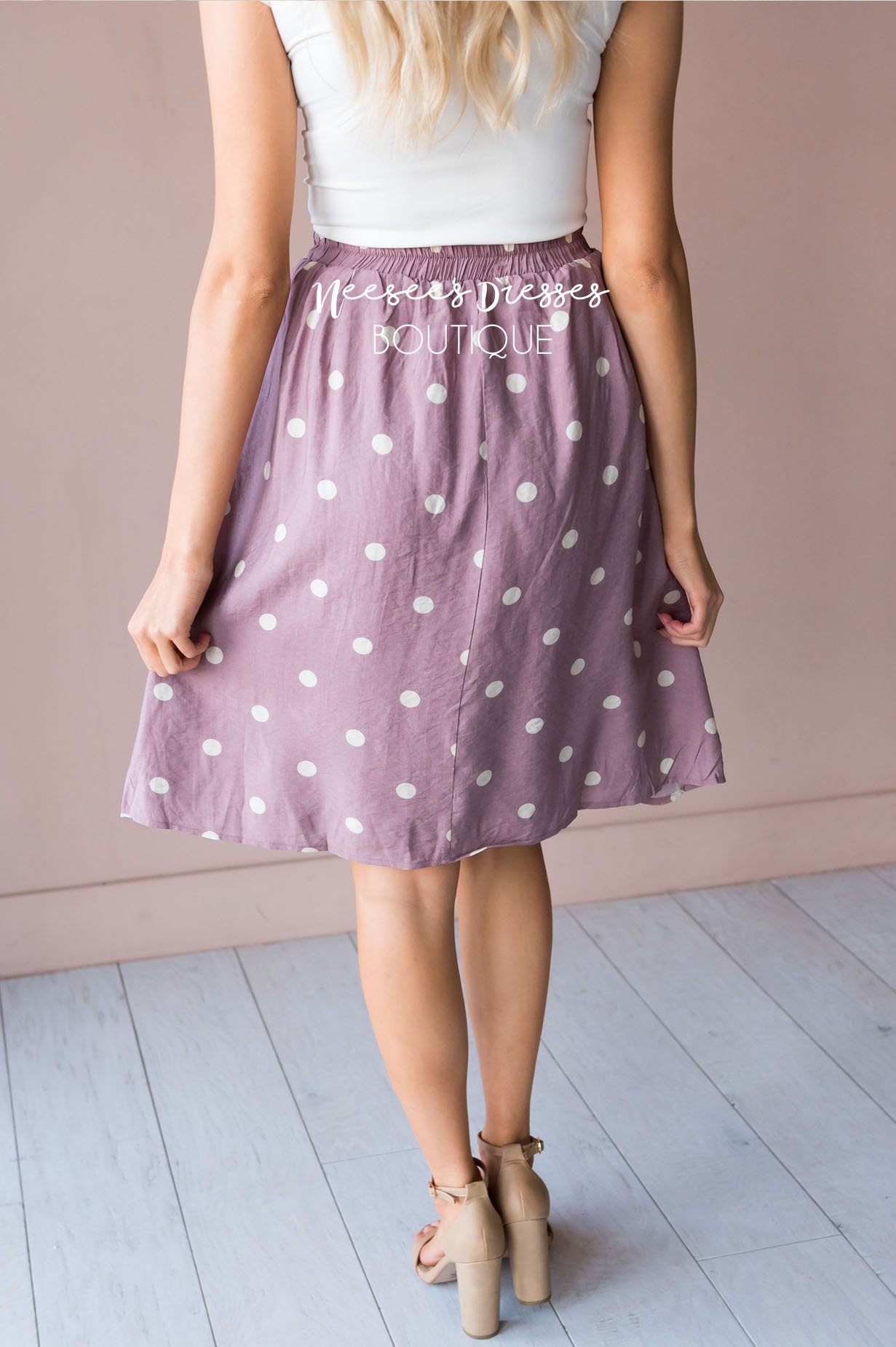 Classic Polka Dots Modest Skirt Skirts vendor-unknown 