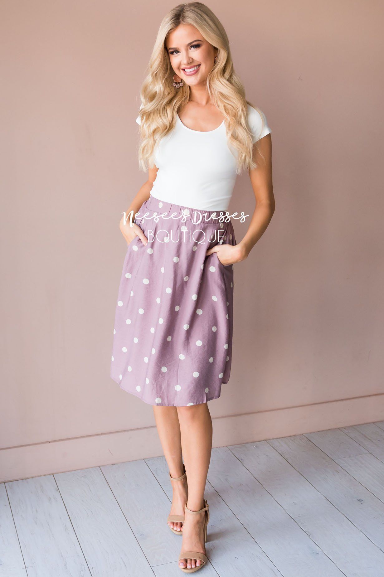 Classic Polka Dots Modest Skirt Skirts vendor-unknown 