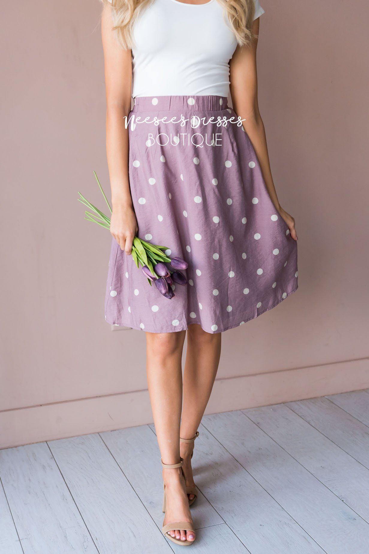 Classic Polka Dots Modest Skirt Skirts vendor-unknown 