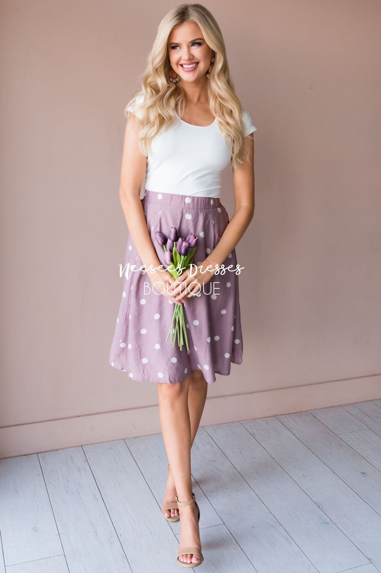 Classic Polka Dots Modest Skirt Skirts vendor-unknown 