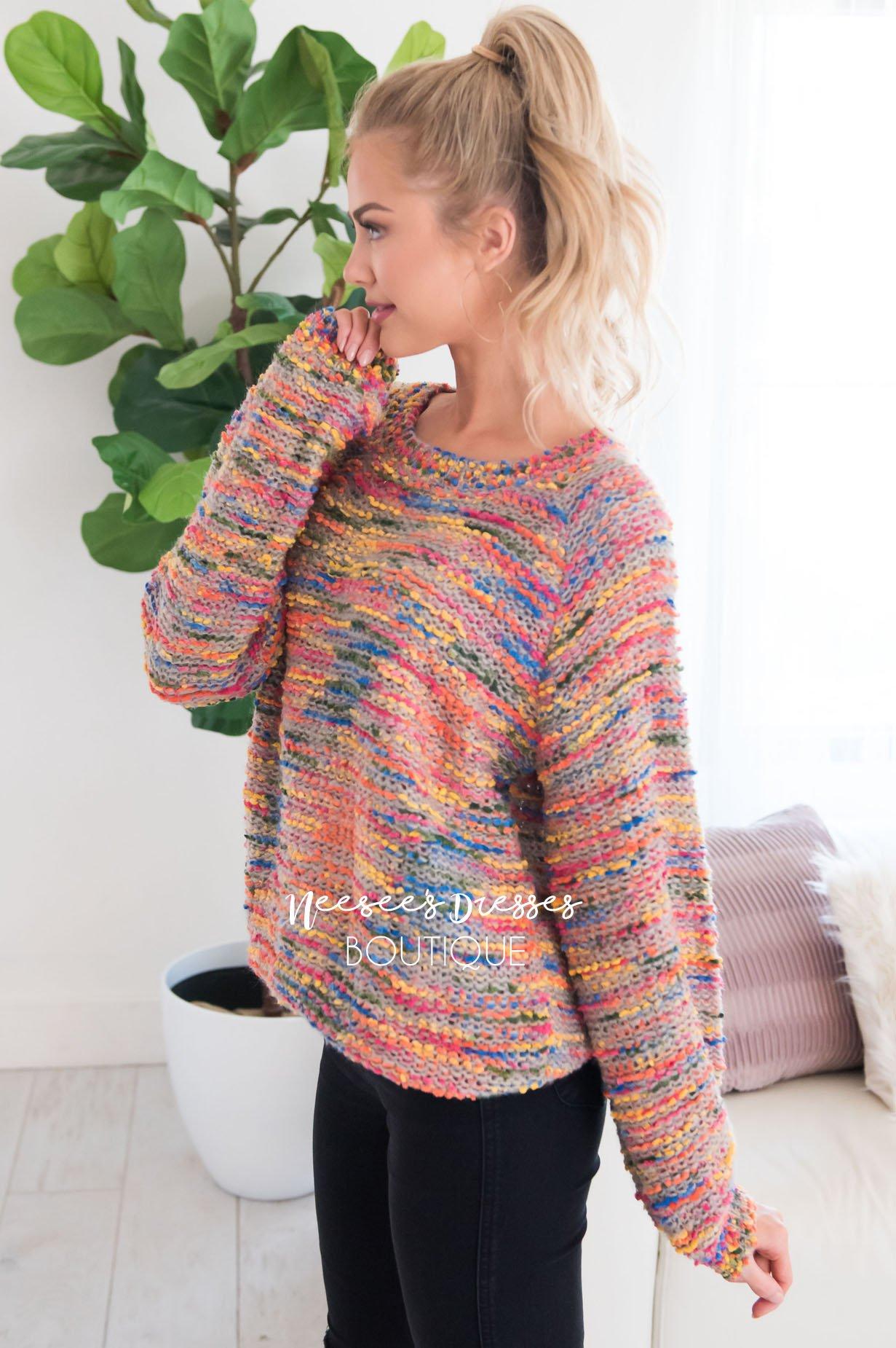 Everything Nice Colorful Sweater Modest Dresses vendor-unknown 