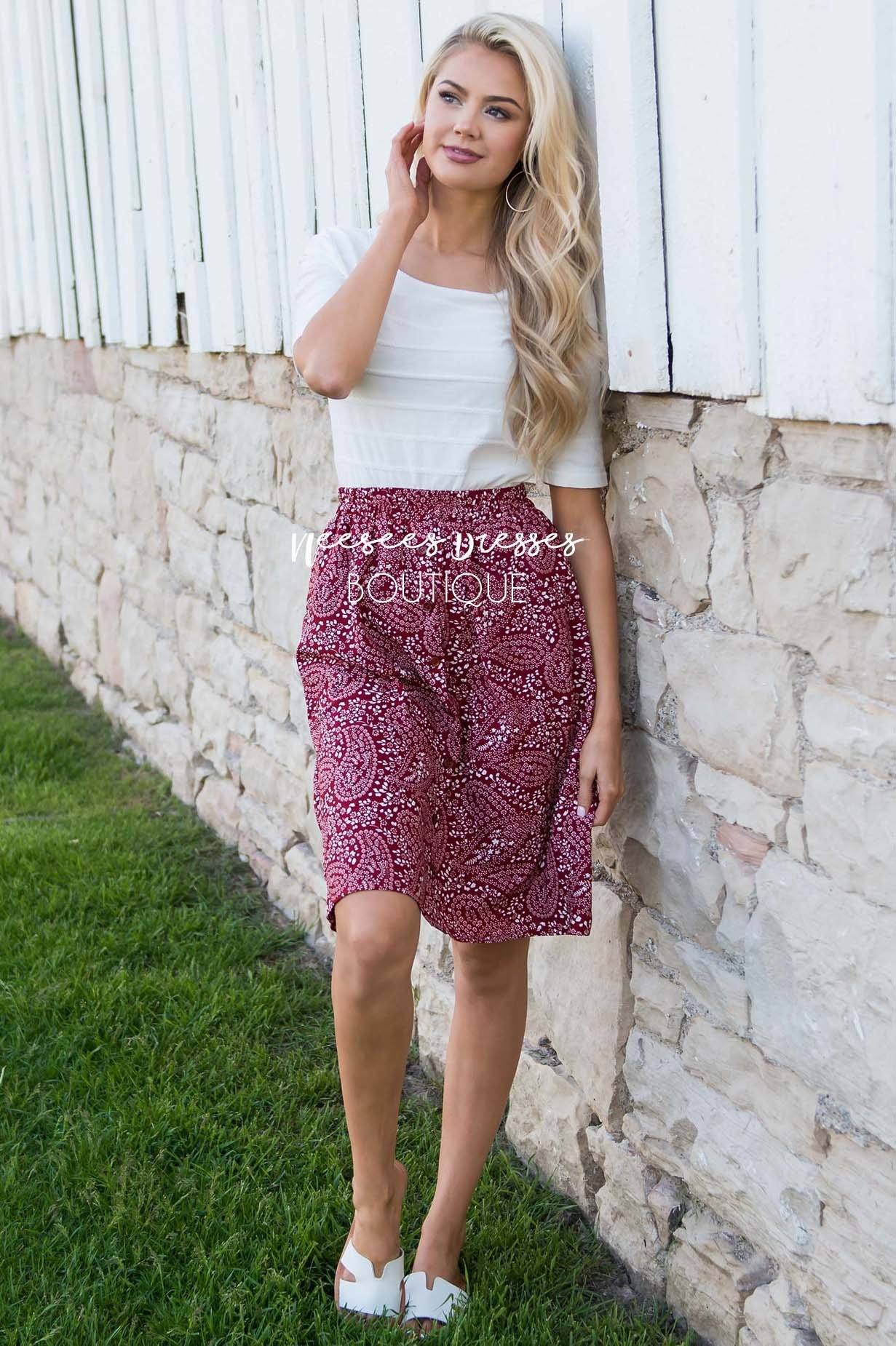 American Dreamer Paisley Print Skirt Modest Dresses vendor-unknown 