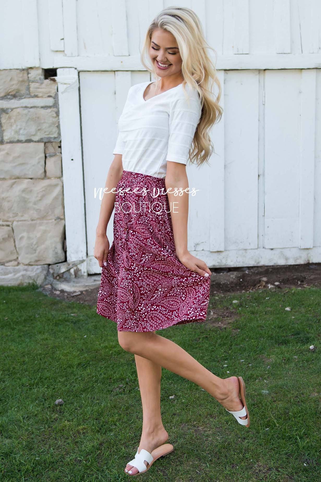 American Dreamer Paisley Print Skirt Modest Dresses vendor-unknown 