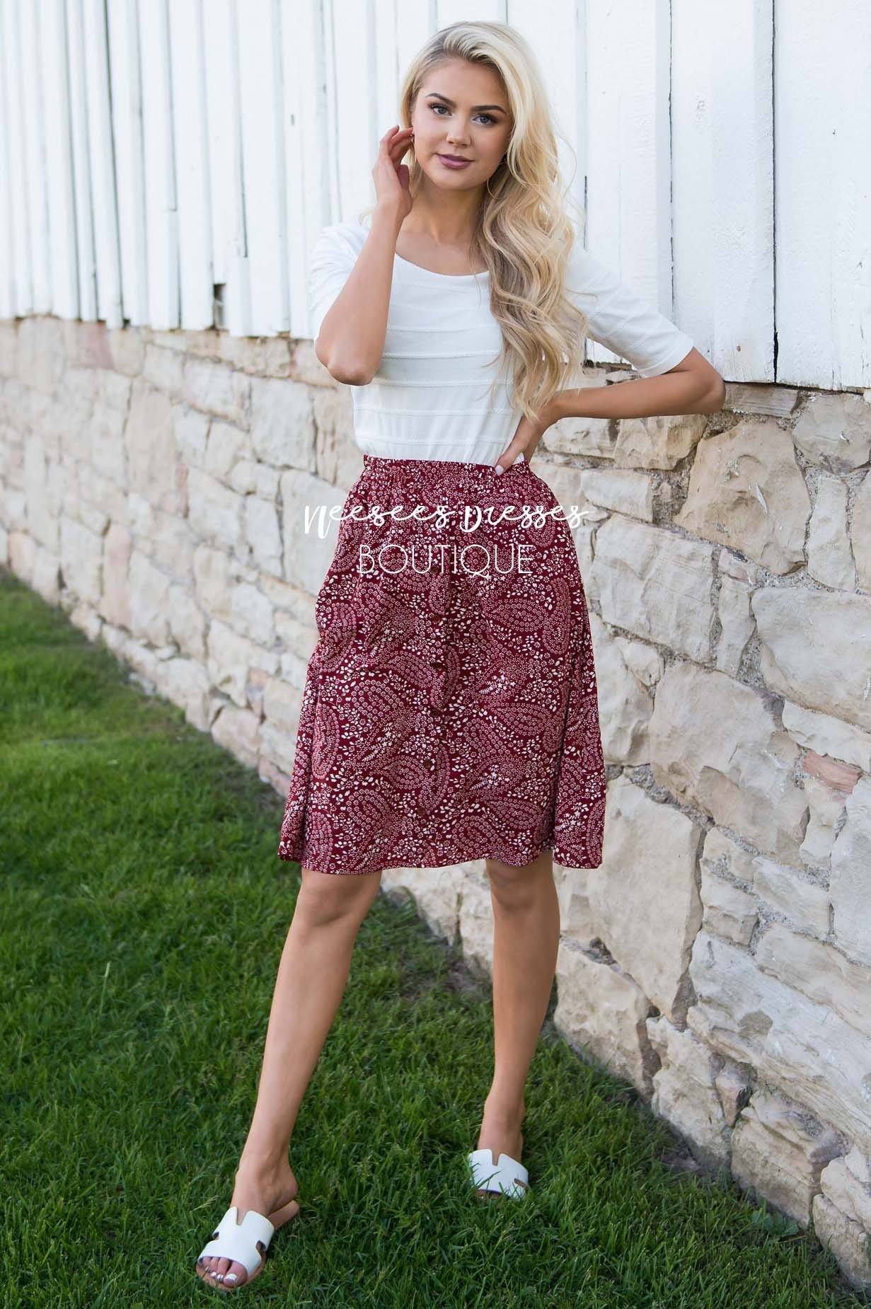 American Dreamer Paisley Print Skirt Modest Dresses vendor-unknown 