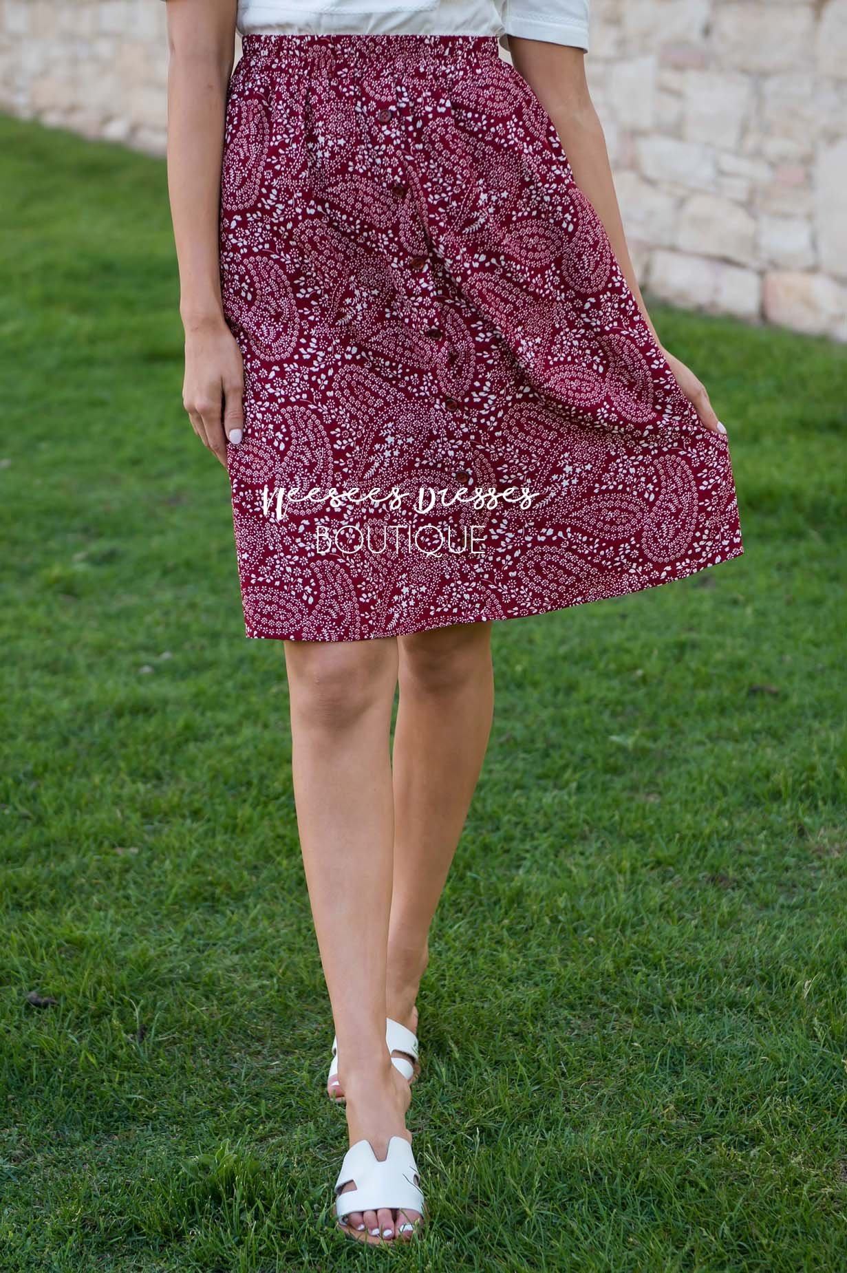 American Dreamer Paisley Print Skirt Modest Dresses vendor-unknown 