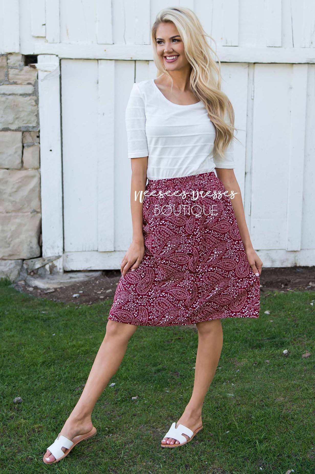 American Dreamer Paisley Print Skirt Modest Dresses vendor-unknown 