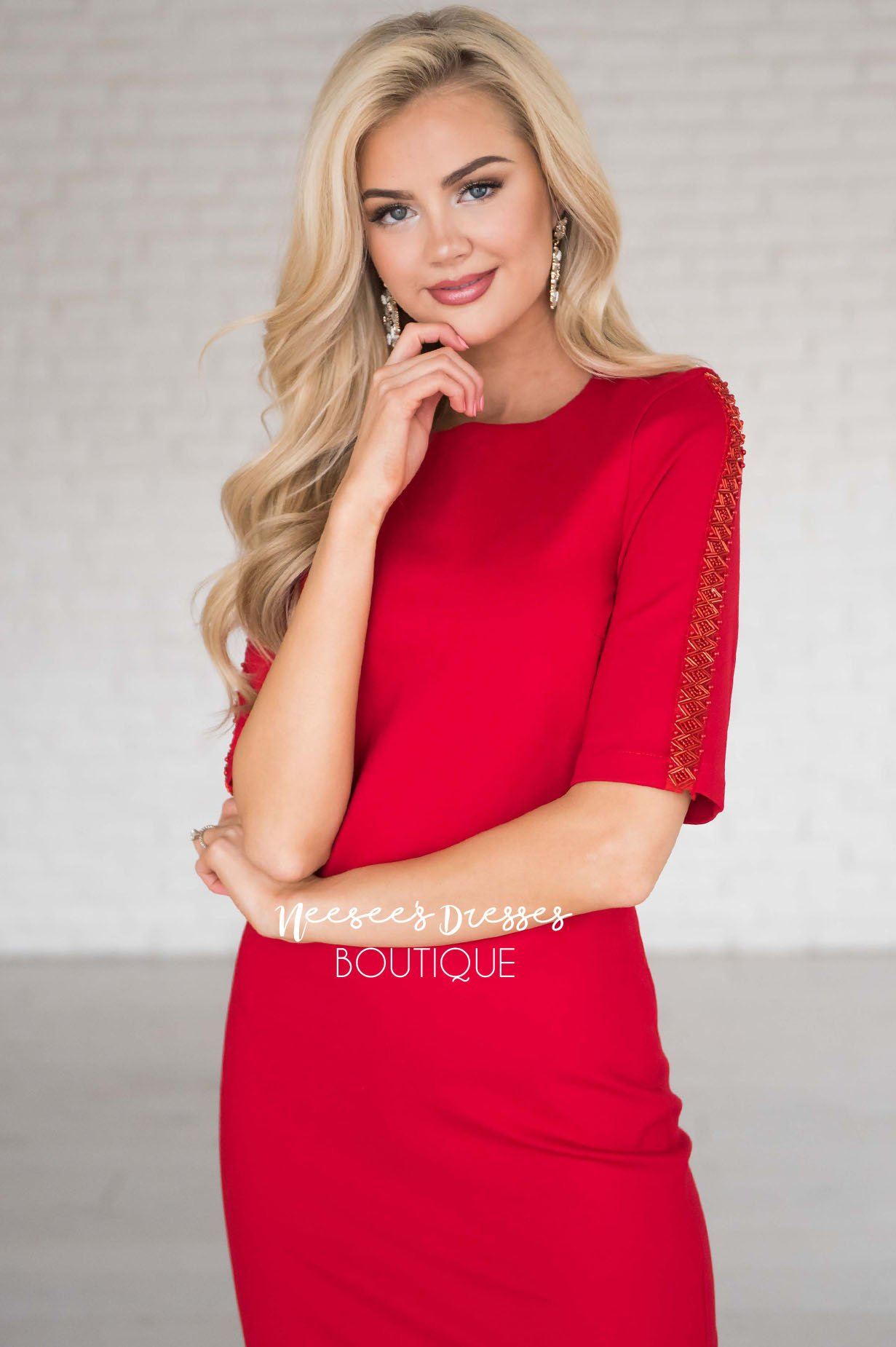 The Christina Beaded Dress Modest Dresses vendor-unknown 