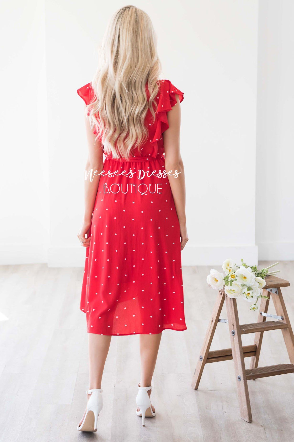 The Kynlei Polka Dotted Dress Modest Dresses vendor-unknown 