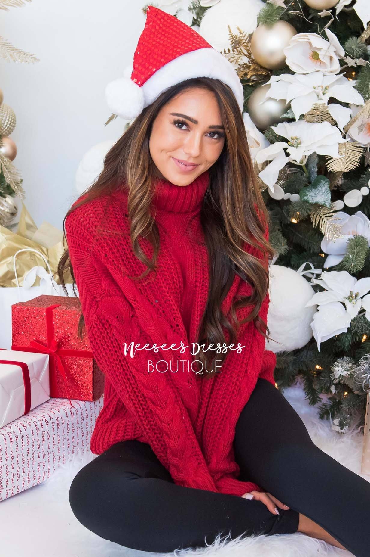 Blessed Heart Cable Knit Sweater Modest Dresses vendor-unknown 