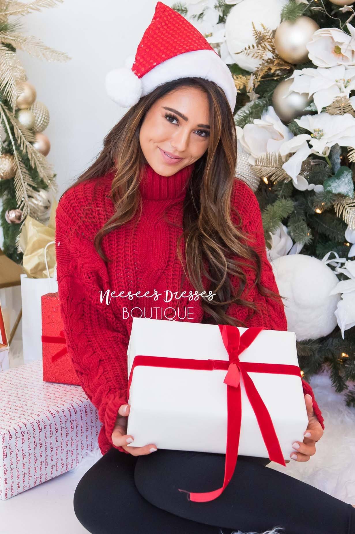 Blessed Heart Cable Knit Sweater Modest Dresses vendor-unknown 