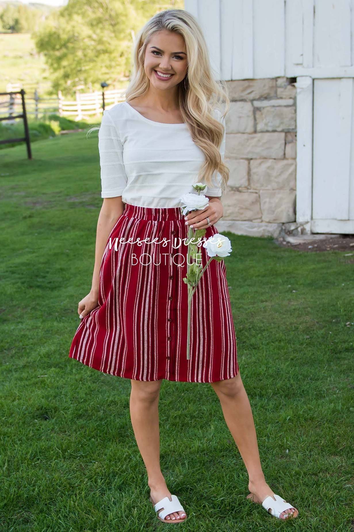 Burst Of Joy Striped Button Skirt Modest Dresses vendor-unknown 