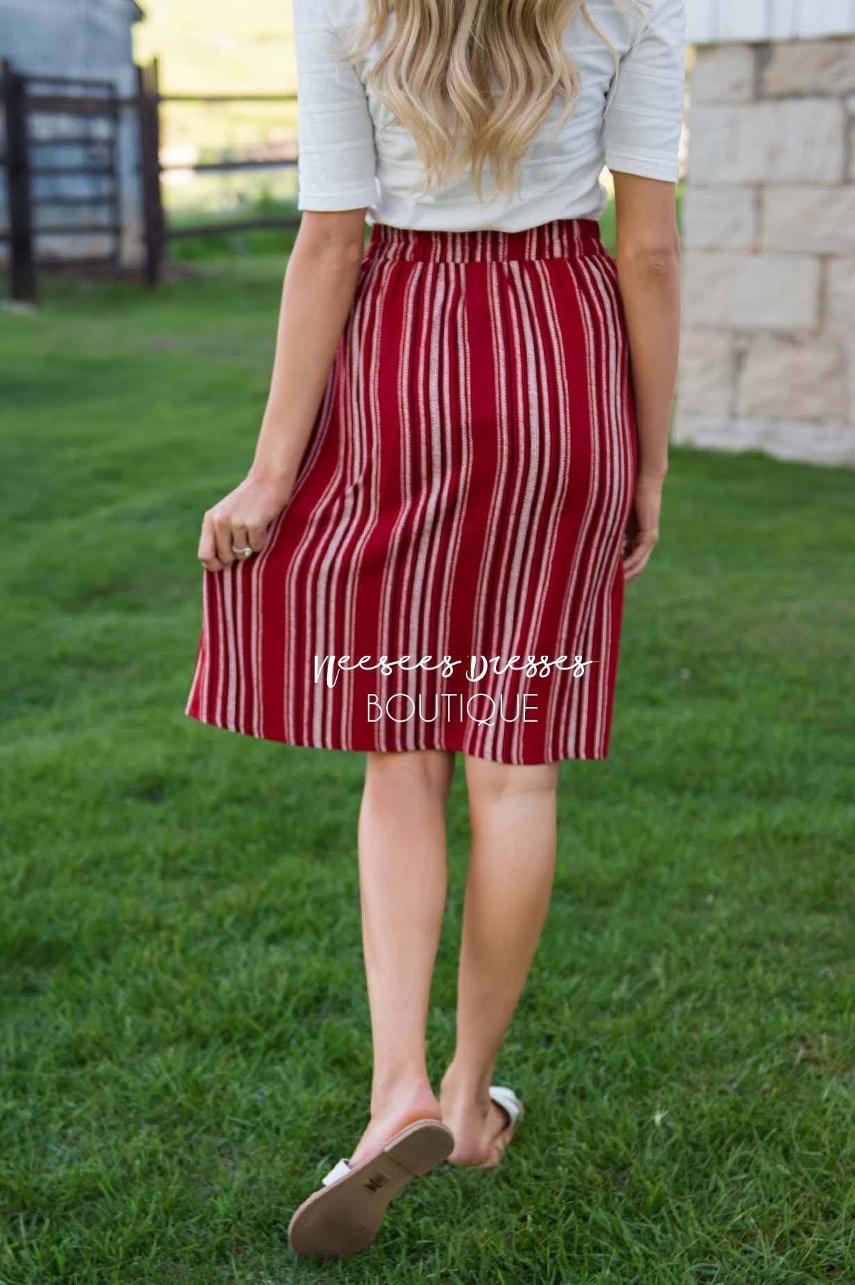 Burst Of Joy Striped Button Skirt Modest Dresses vendor-unknown 