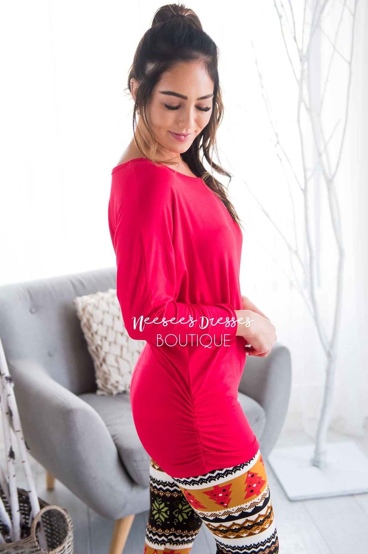 Side Ruche Tunic Tops vendor-unknown 