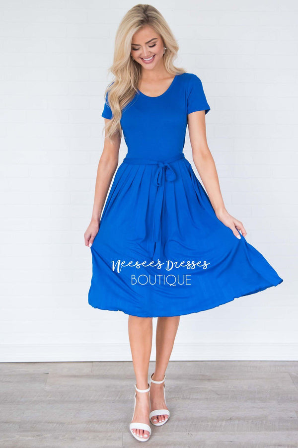 Royal Blue Pleated Modest Dress | Best and Affordable Modest Boutique ...