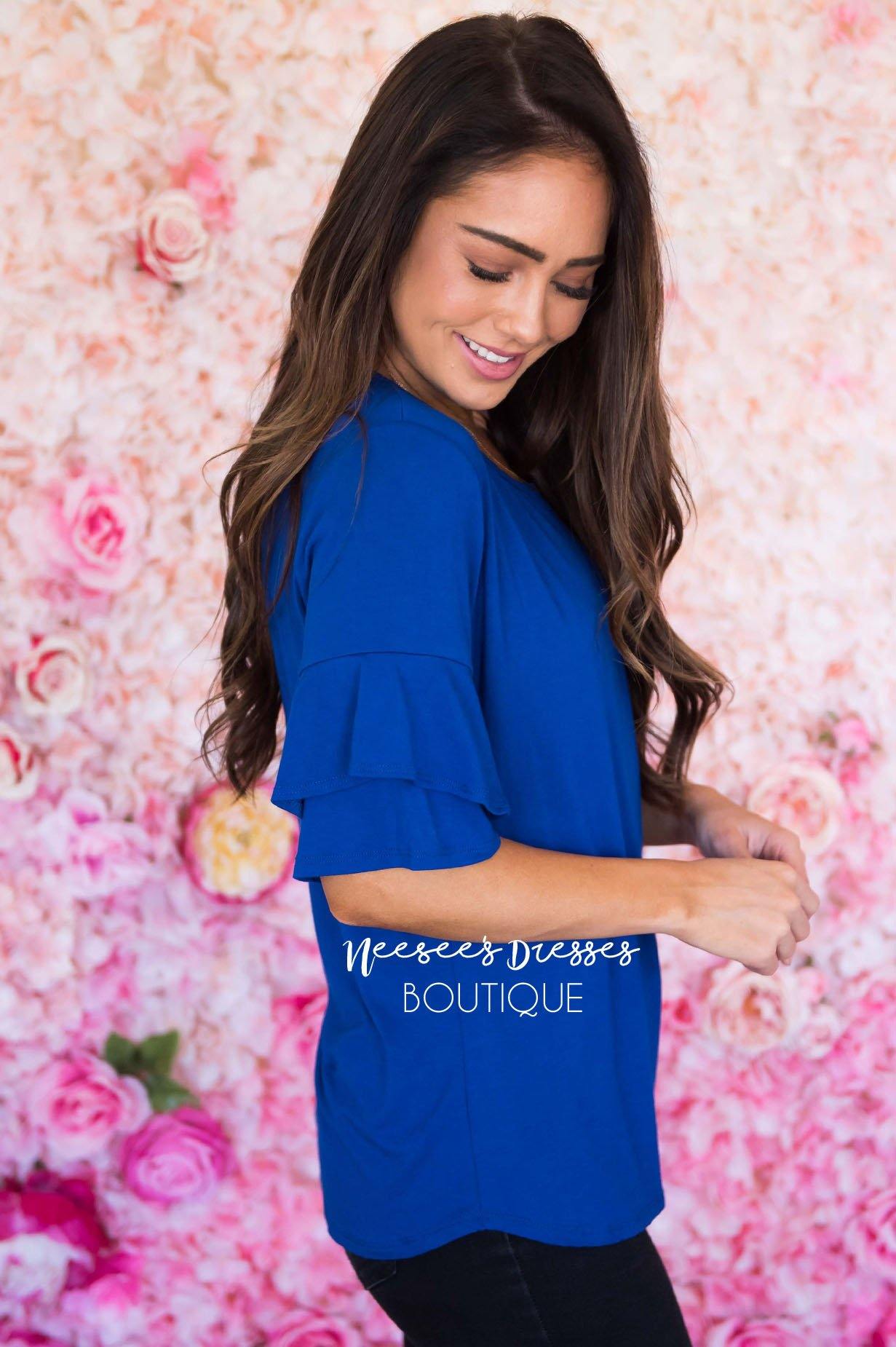 Simply The Best Ruffle Sleeve Top Modest Dresses vendor-unknown 