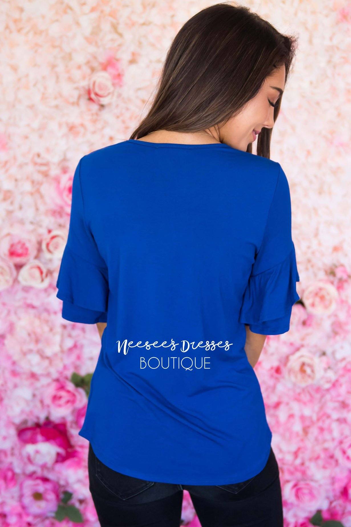 Simply The Best Ruffle Sleeve Top Modest Dresses vendor-unknown 