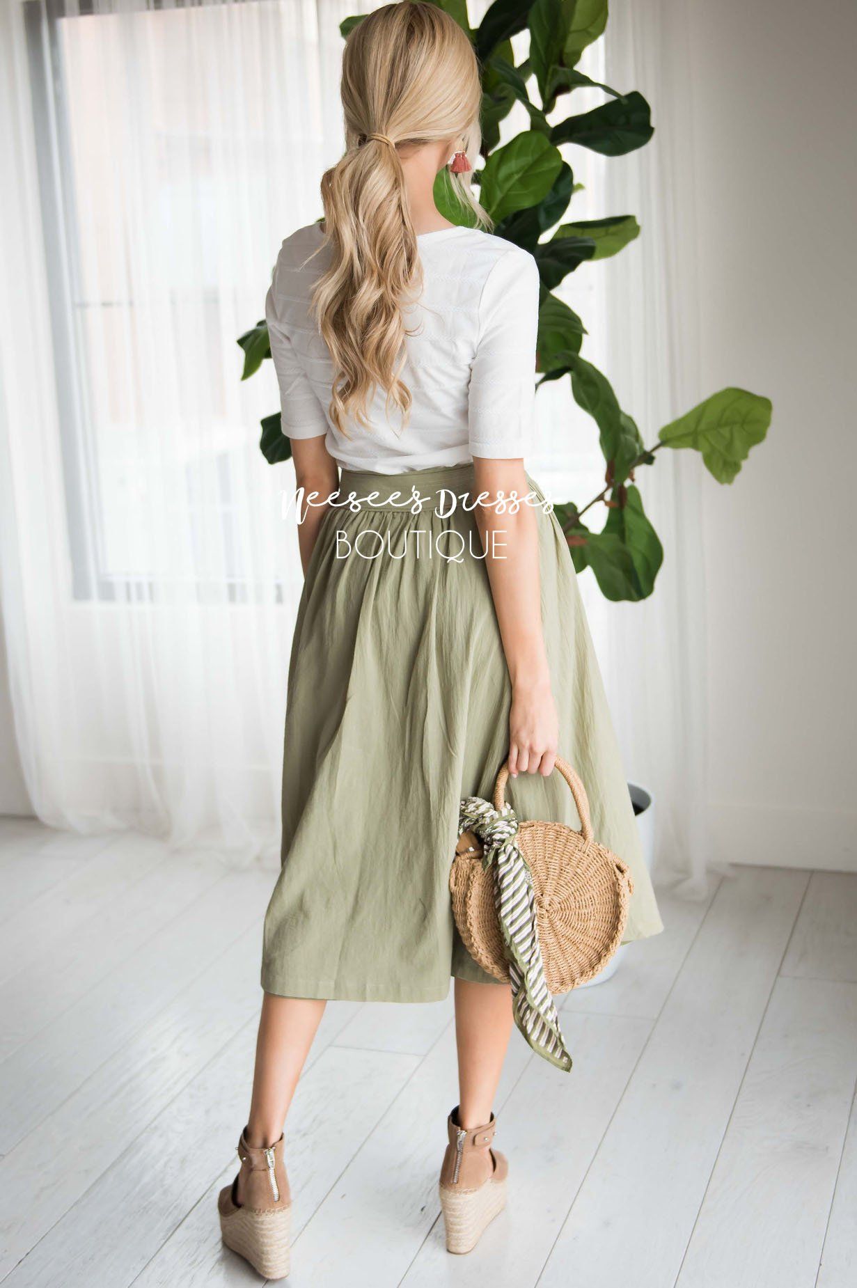 Oh Happy Days Button Skirt Modest Dresses vendor-unknown 
