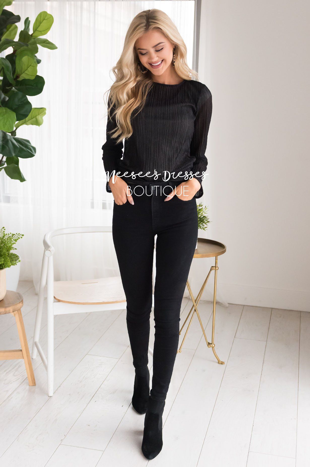 Sheer Stripes Blouse Tops vendor-unknown 