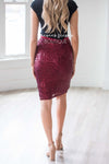 Sparkly Nights Burgundy Sequin Skirt Skirts vendor-unknown