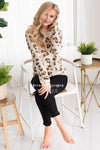 Sweet Leopard Print Sweater Tops vendor-unknown