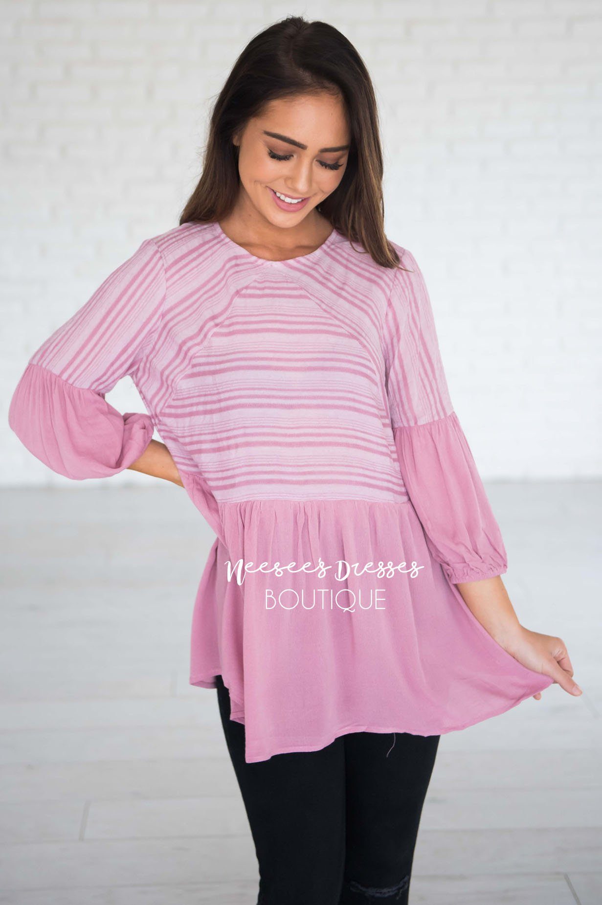 Time to Relax Peplum Top Modest Dresses vendor-unknown 